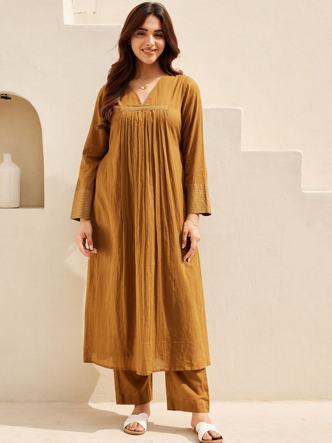 Pleated A Line Kurta with Palazzos