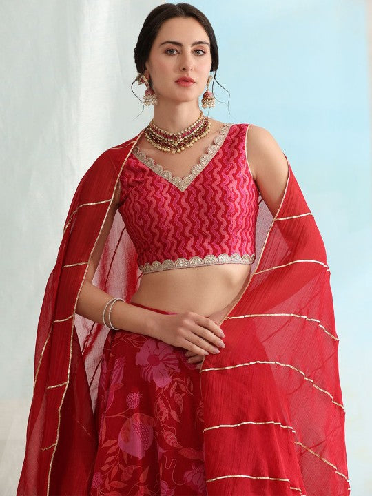 Printed Ready To Wear Lehenga & Blouse With Dupatta