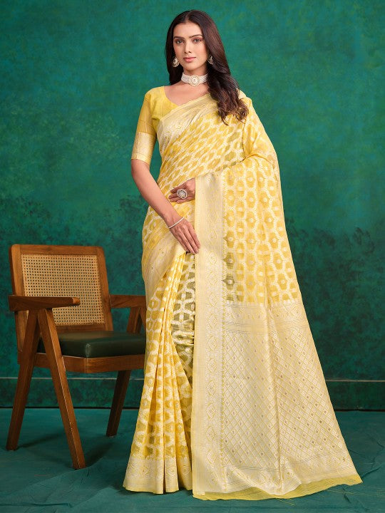 Ethnic Motifs Woven Design Saree