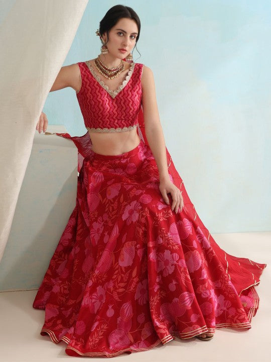 Printed Ready To Wear Lehenga & Blouse With Dupatta