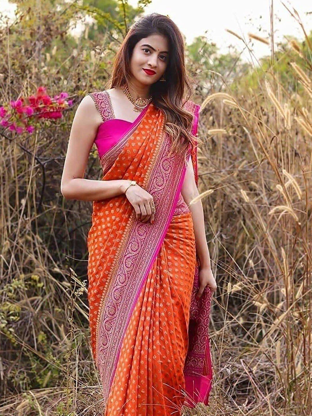 Ethnic Motif Woven Design Zari Banarasi Saree