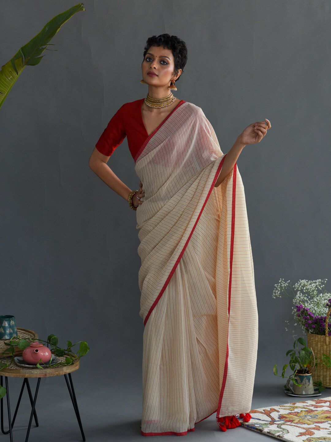 Striped Pure Cotton Saree