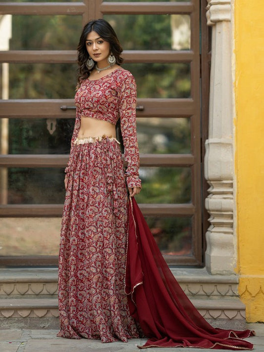 Khari Printed Semi-Stitched Lehenga & Unstitched Blouse With Dupatta